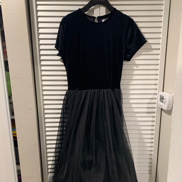 Black Velvet Tulle Dress - Picture 3 of 8
